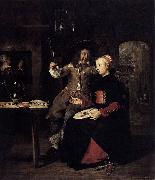 Gabriel Metsu Portrait of the Artist with His Wife Isabella de Wolff in a Tavern France oil painting artist